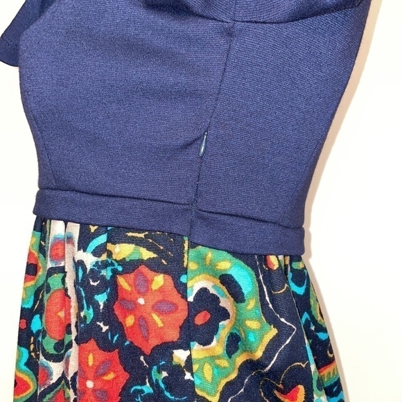Judith March women’s medium 8 10 dress mini long sleeve pattern blue stretch - Picture 3 of 8